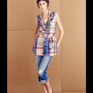 Fei tunic blue plaid size 4